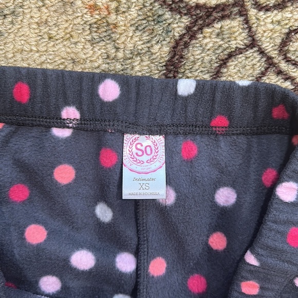 So. Polka Dot Fleece Womens Pajama Pants XS - Picture 3 of 5